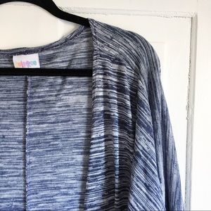 EUC LuLaRoe Lindsay Kimono - Knit Blue & White